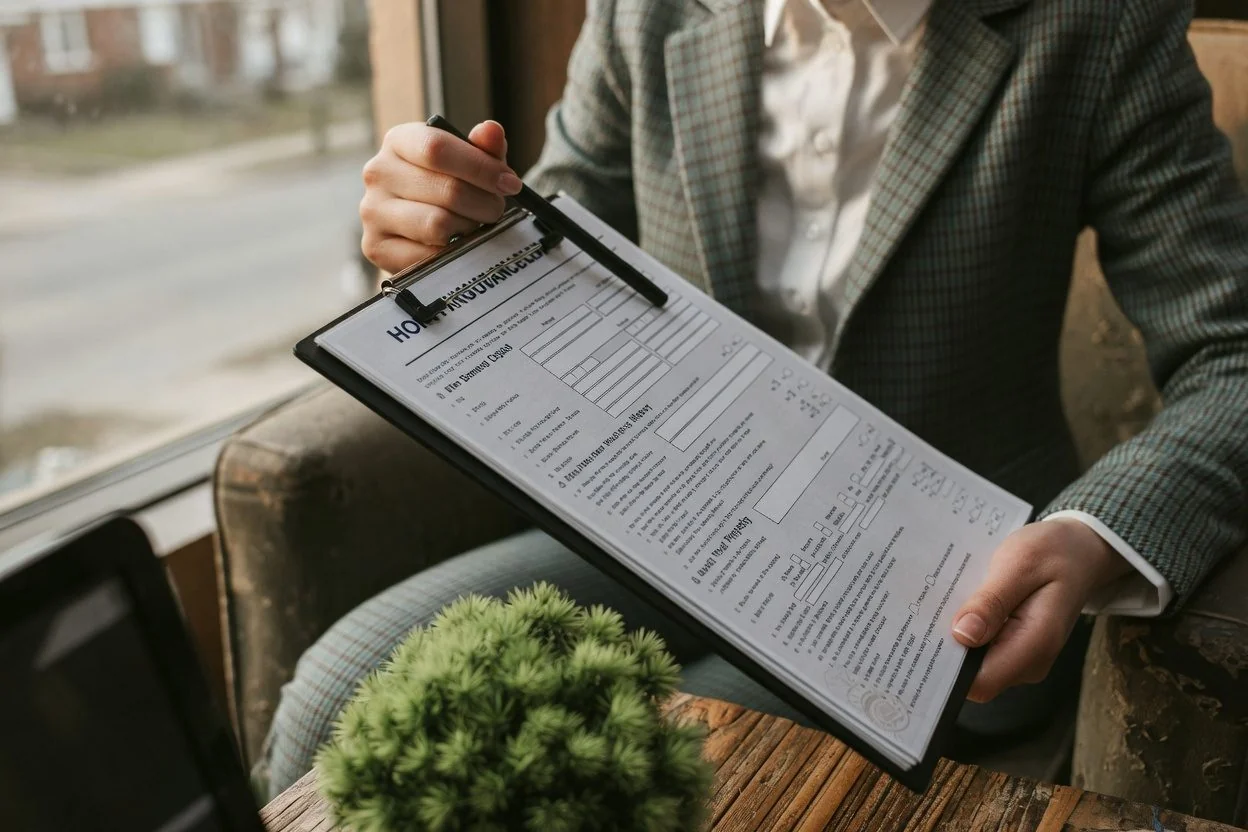Business licence documents and a pen on a desk, representing an AGCO liquor licence municipal information form