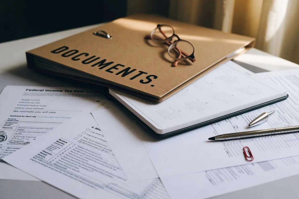 A grantor's folder containing a drafted continuing power of attorney for property, government photo identification, and a lawyer's capacity letter, ready for an Ottawa notary appointment