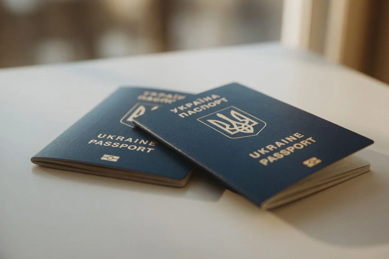 A notary's seal pressed onto a certified true copy of a passport in a bilingual Ottawa office, illustrating notarial copy versus certified copy