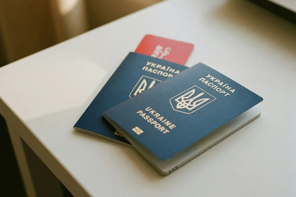 A close-up of passports and a travel card on a clean surface, ready for the certified true copy step of an NCAS package