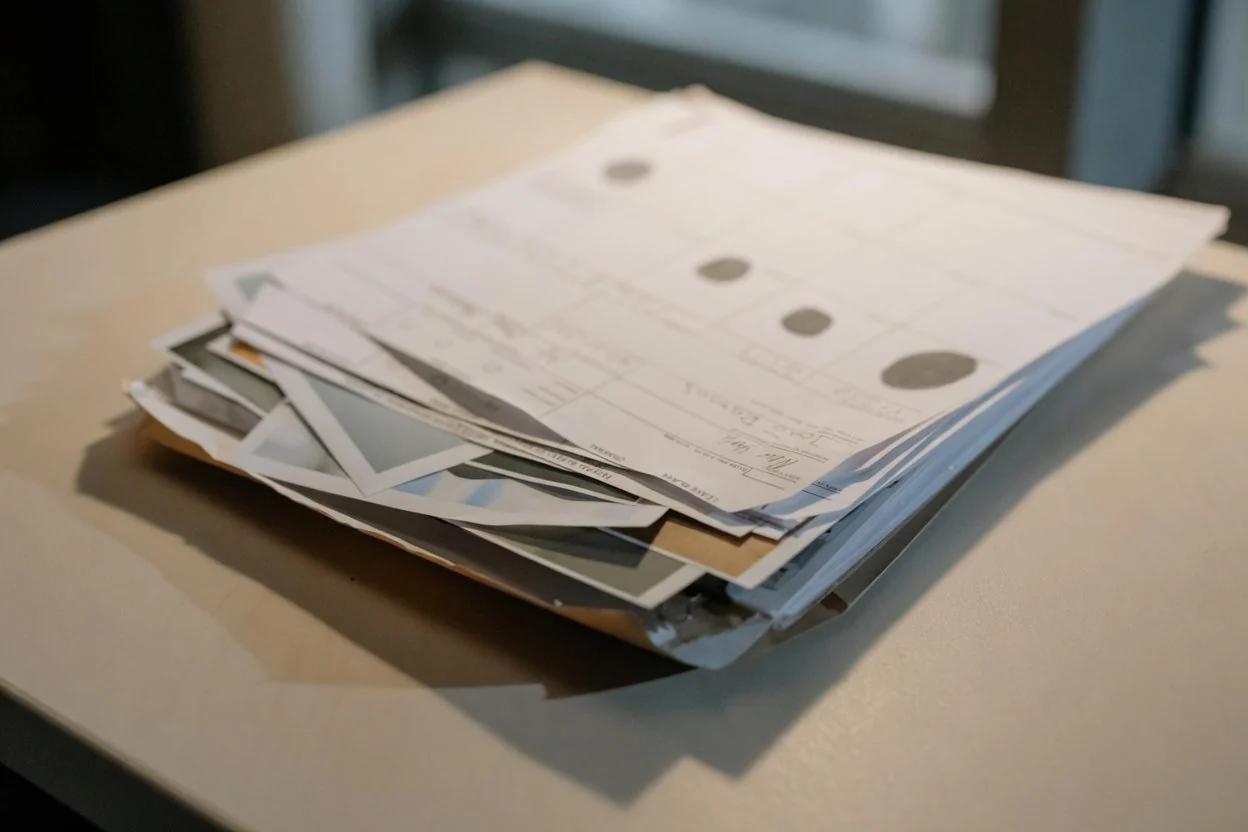 Three different employment letters on different letterheads stacked on an Ottawa notary's desk, illustrating the variety of receiver requirements