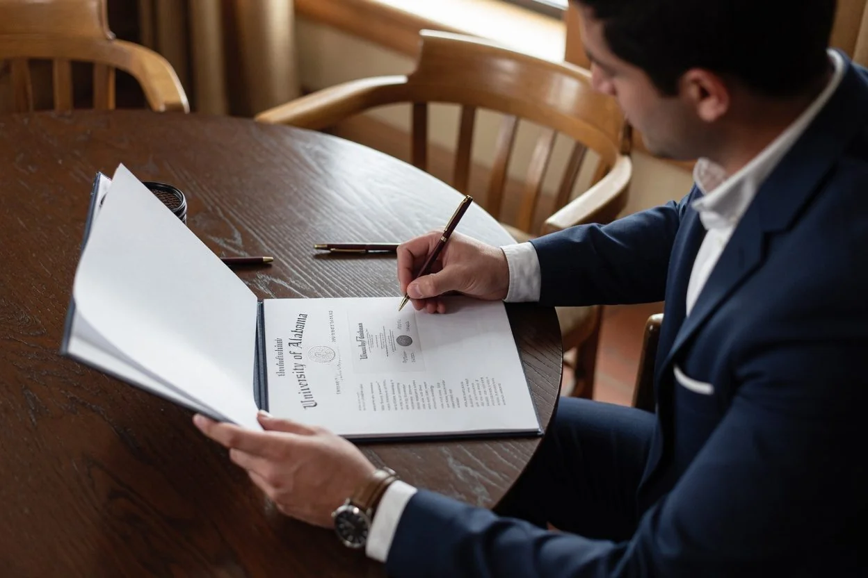 Ottawa client signing an affidavit at a notary's desk while the notary applies the seal, illustrating notary public vs justice of the peace Ontario in practice