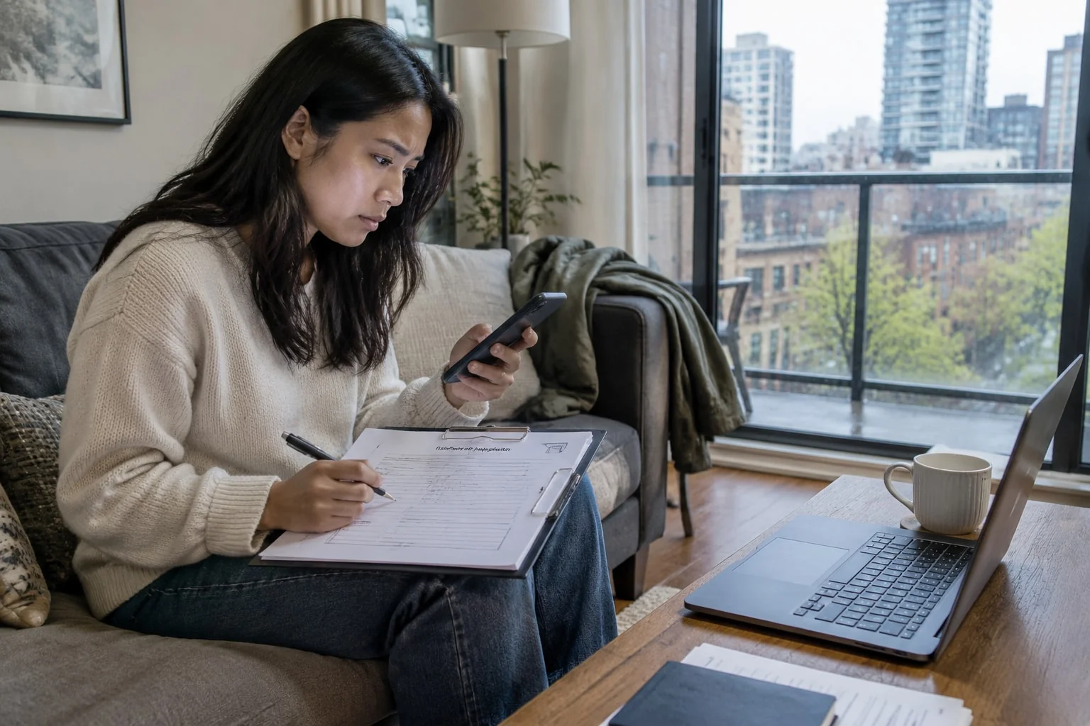 A new citizen with an unfinished passport application scrolls her contacts, unable to find a guarantor