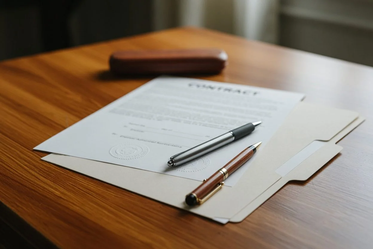 Drafted single status declaration unsigned on a desk next to a Canadian passport, ready for an Ottawa notary appointment